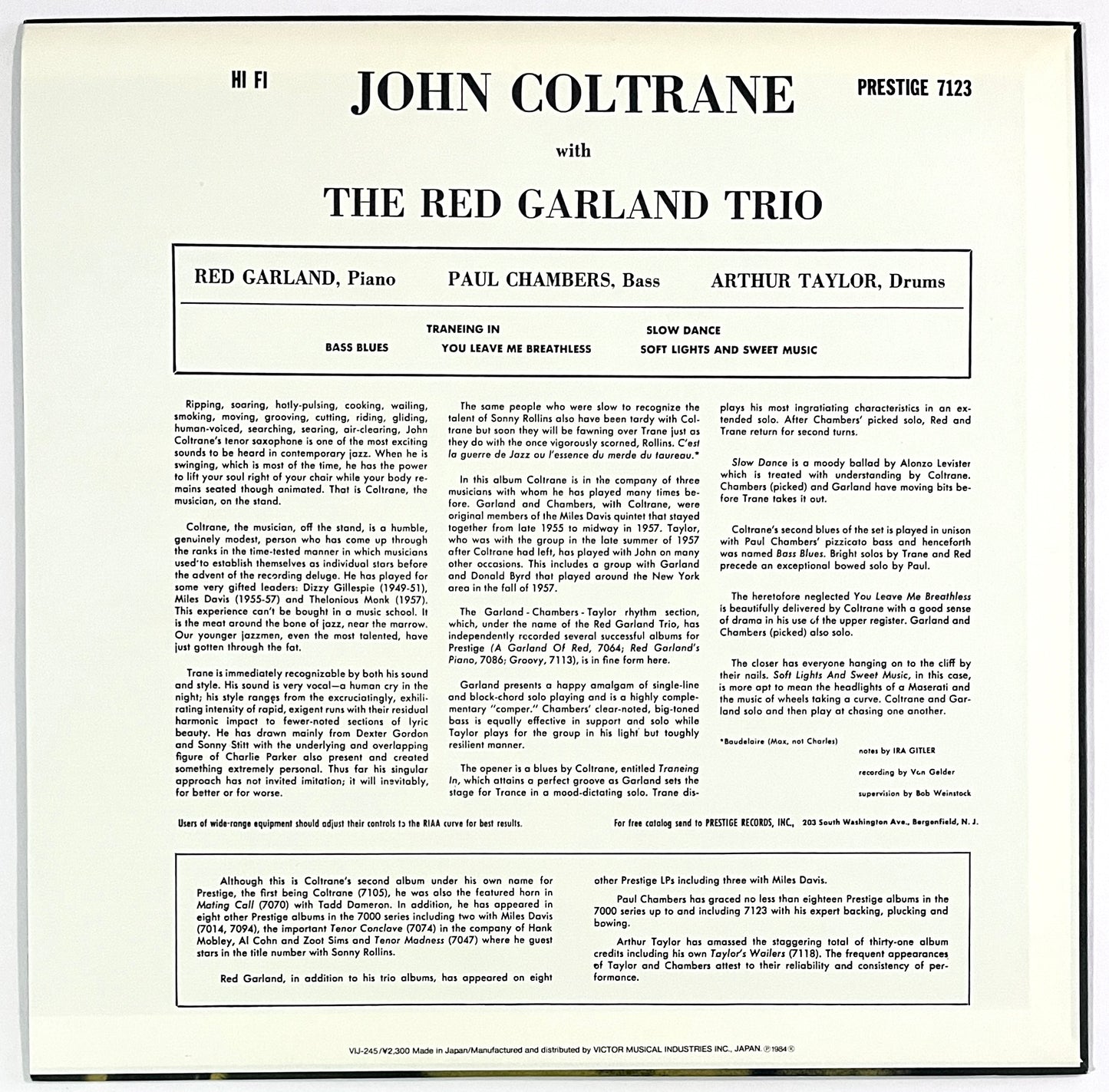 John Coltrane With The Red Garland Trio - Traneing In