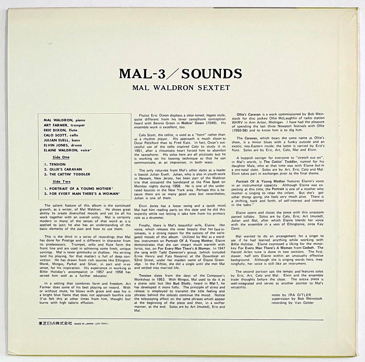Mal Waldron – Mal/3 Sounds (White Label Promo)